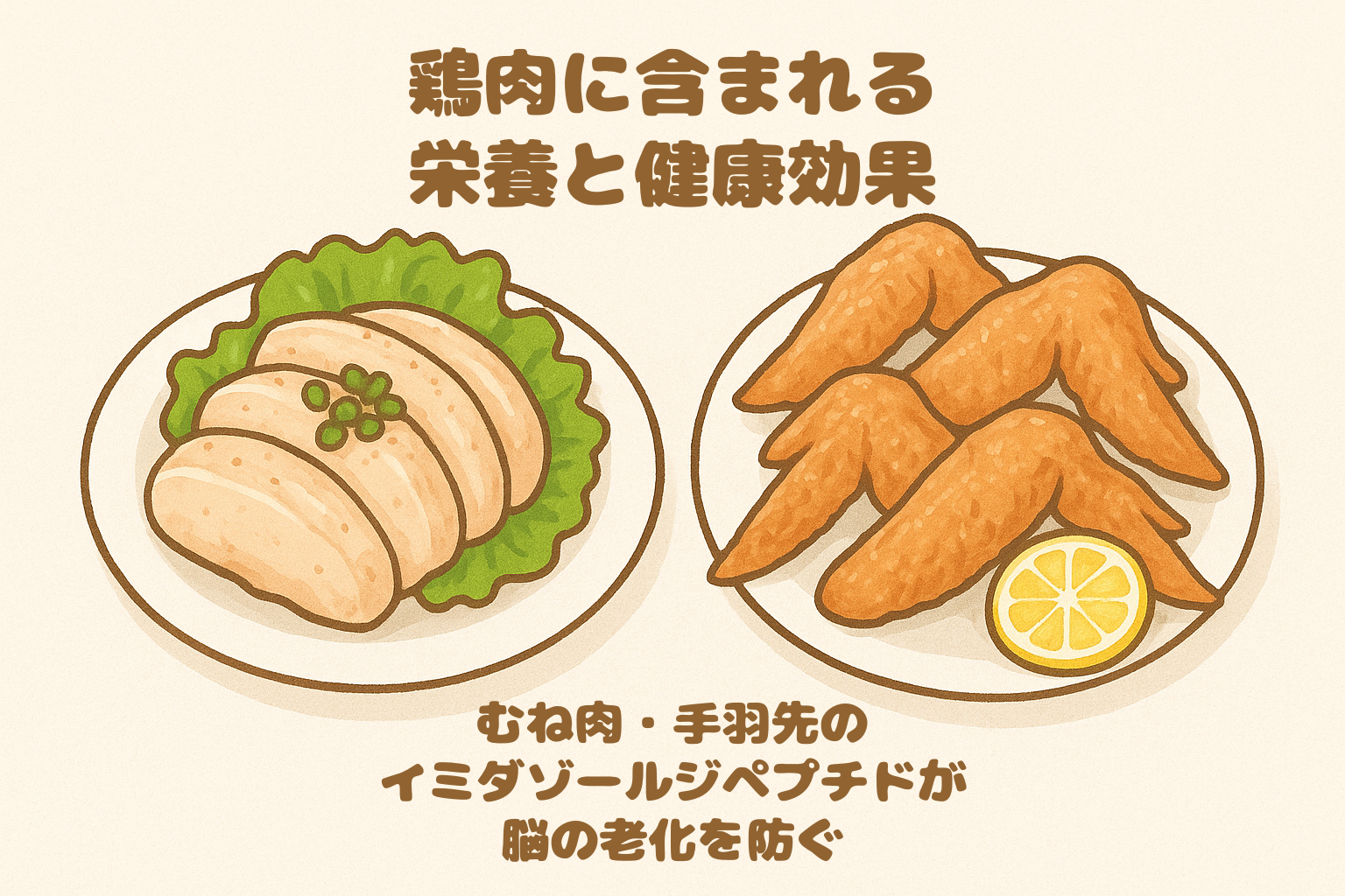 鶏肉に含まれる栄養と健康効果｜むね肉・手羽先のイミダゾールジペプチドが脳の老化を防ぐ